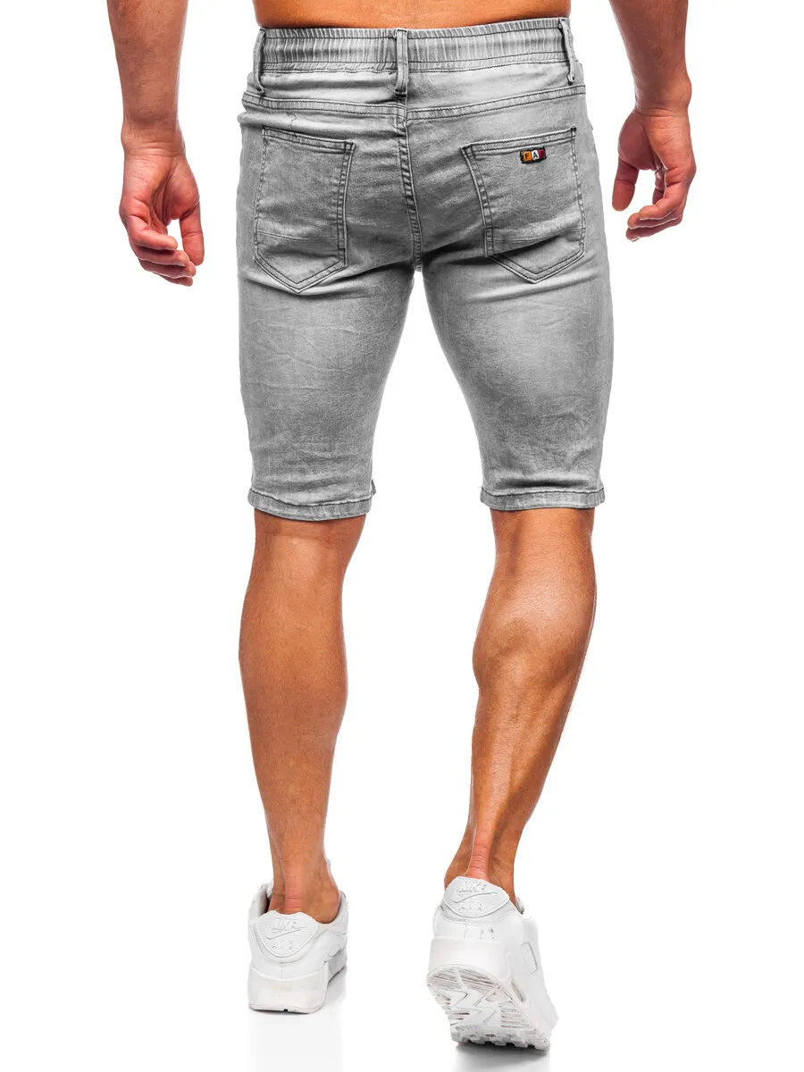 Men's Gray Denim Shorts by Bolf TF235