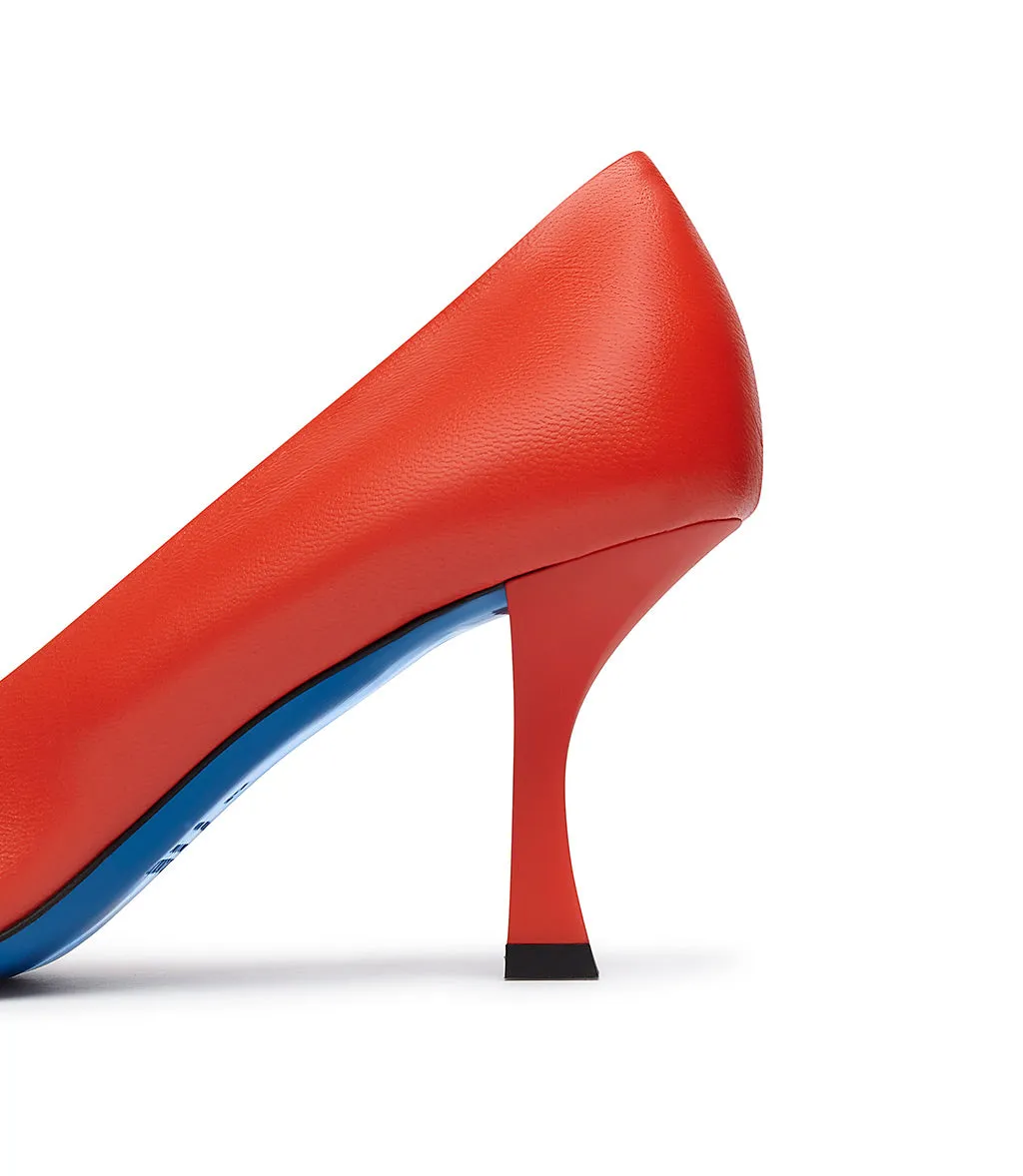 Vibrant Logo-plaque Coral Red leather pumps