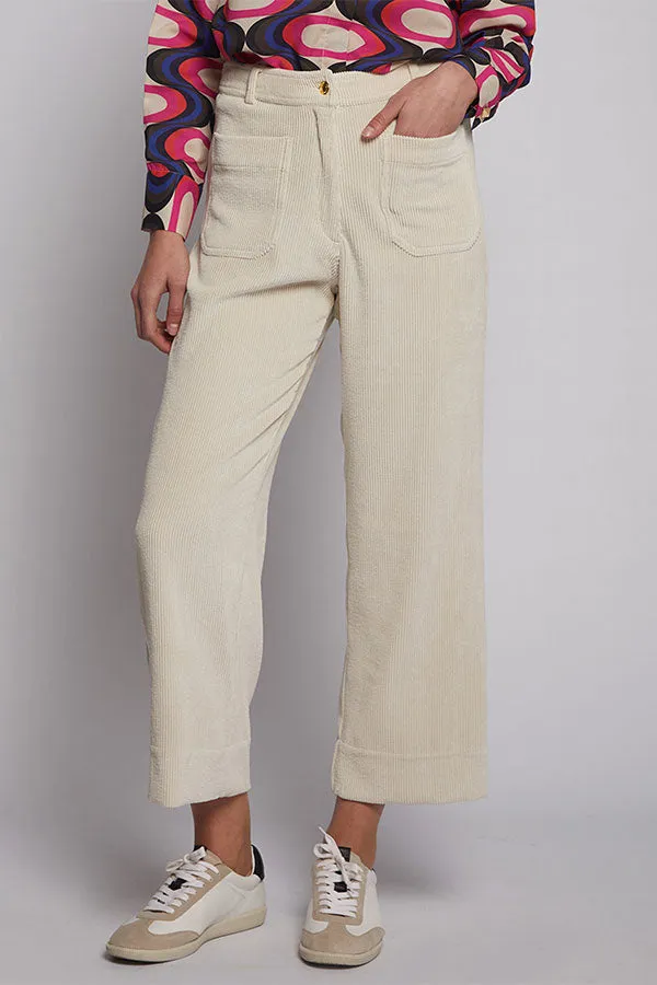 Vilagallo DORIN ECRU CORDUROY TROUSERS