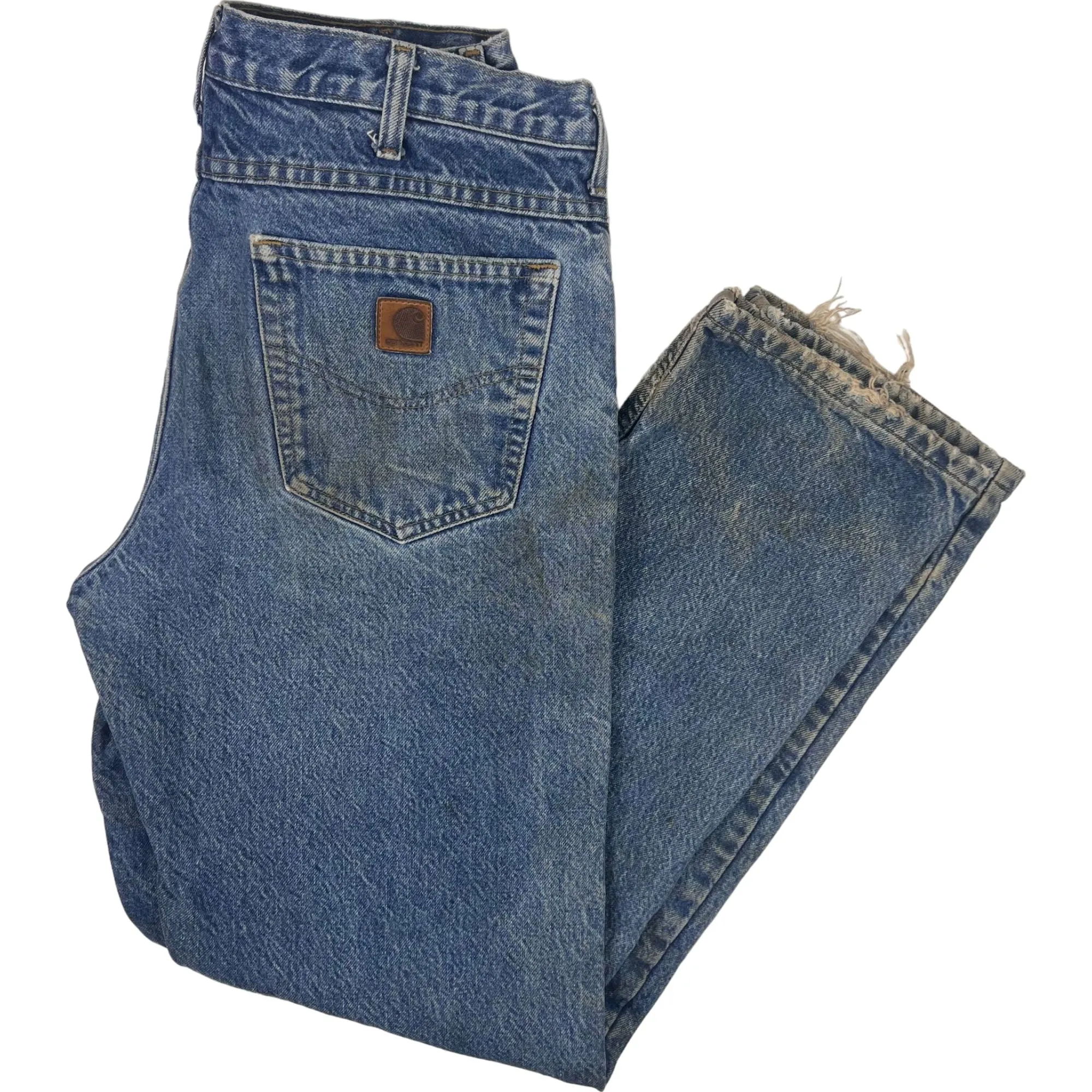 Vintage Carhartt Flannel Lined Denim Jeans Blue B21 DST