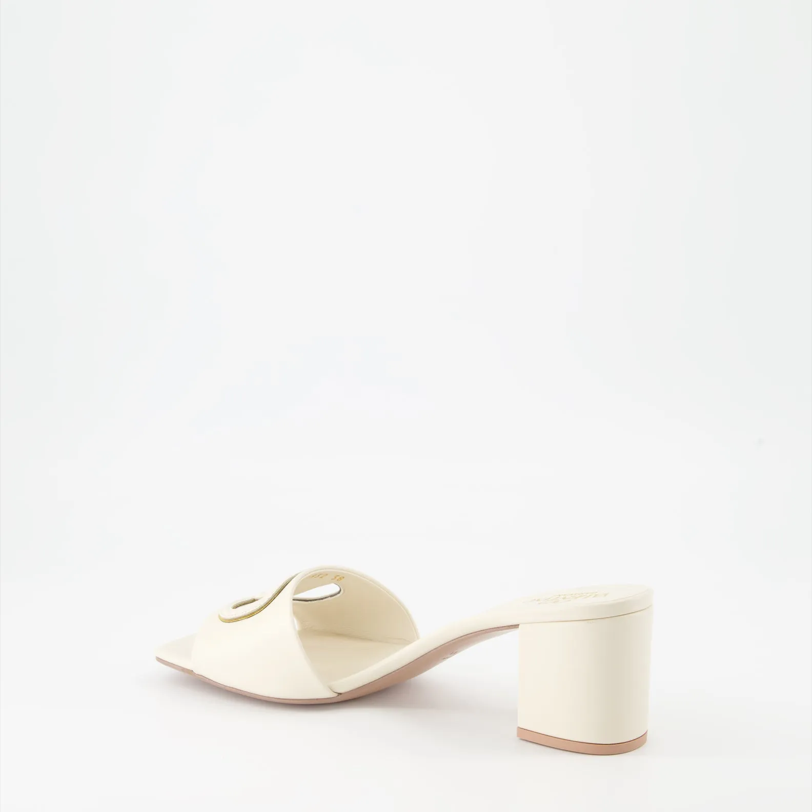 VLogo Cutout Leather Mules