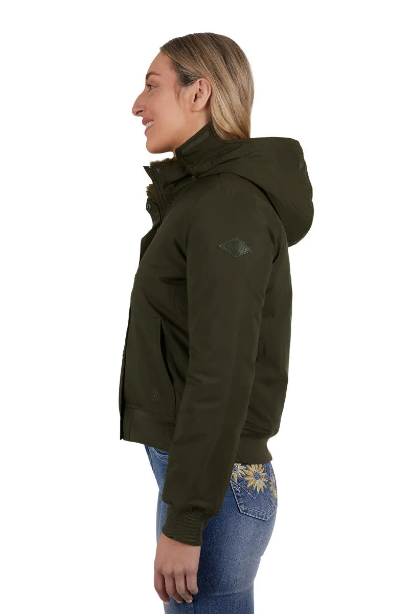 WESTERN WOMENS OLIVE JACKET WITH DETACHABLE HOOD