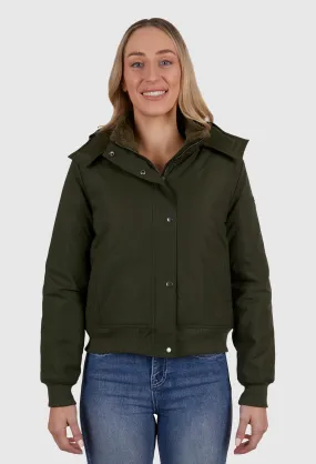 WESTERN WOMENS OLIVE JACKET WITH DETACHABLE HOOD