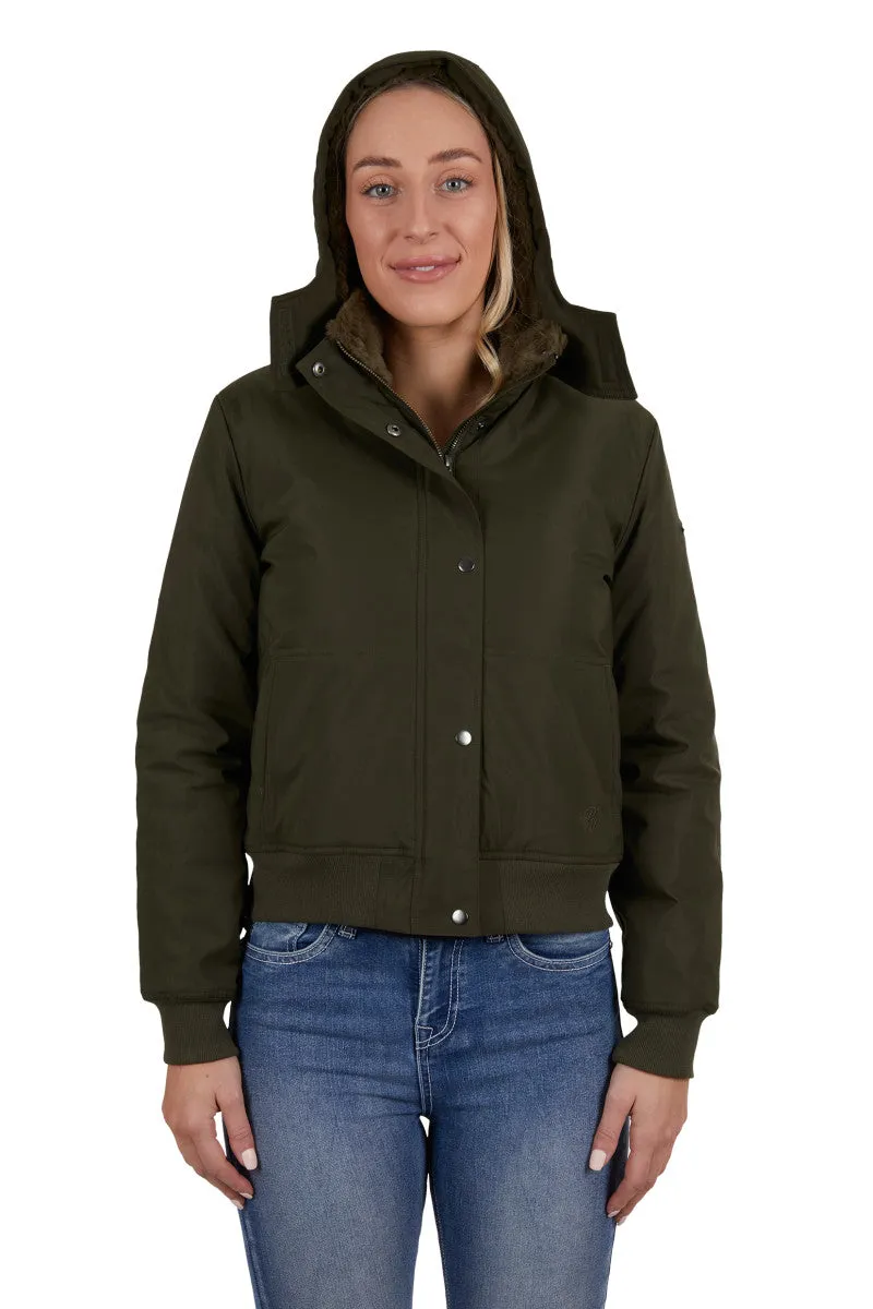 WESTERN WOMENS OLIVE JACKET WITH DETACHABLE HOOD