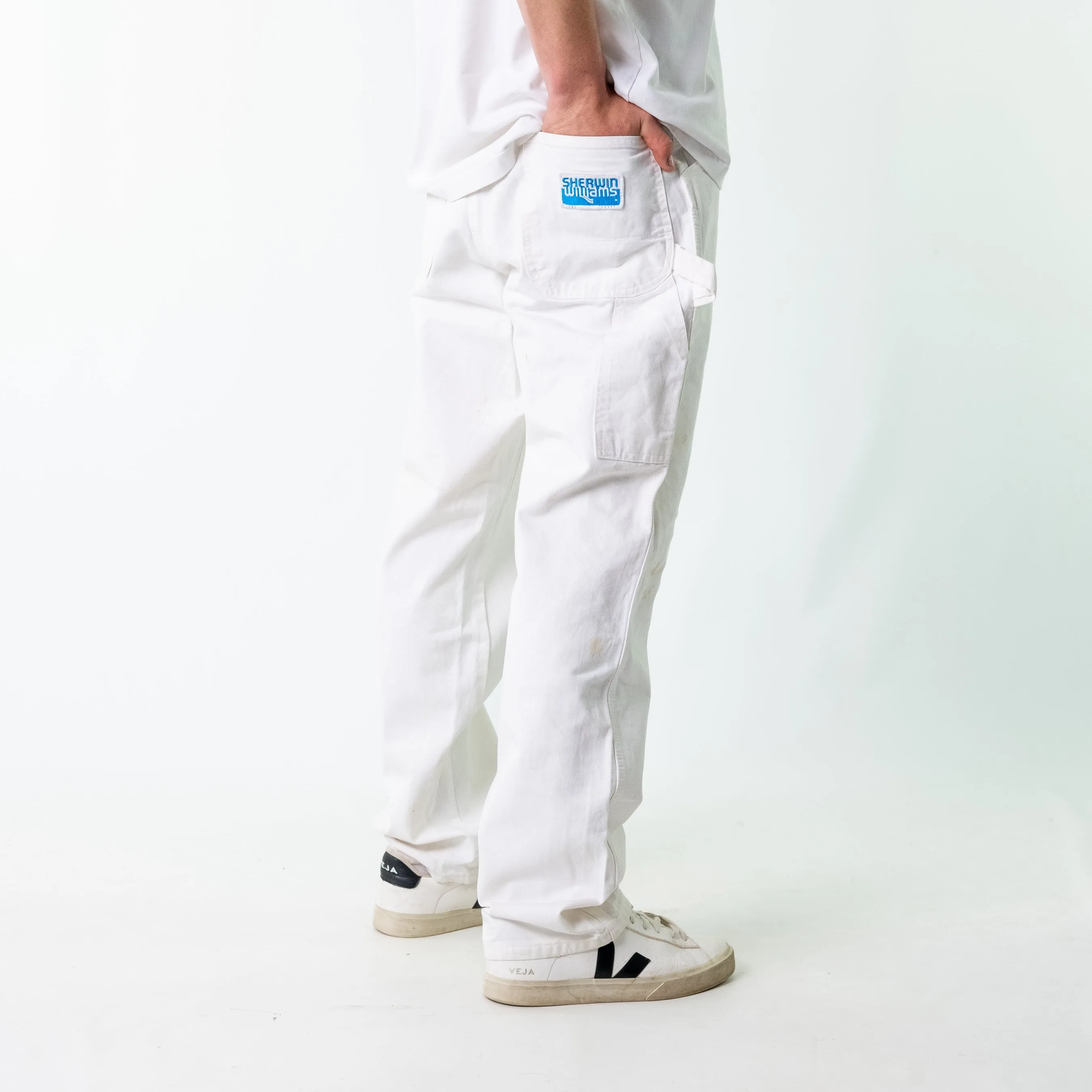 White 90s Dickies Canvas Carpenter Jeans Baggy Pants (36x32)