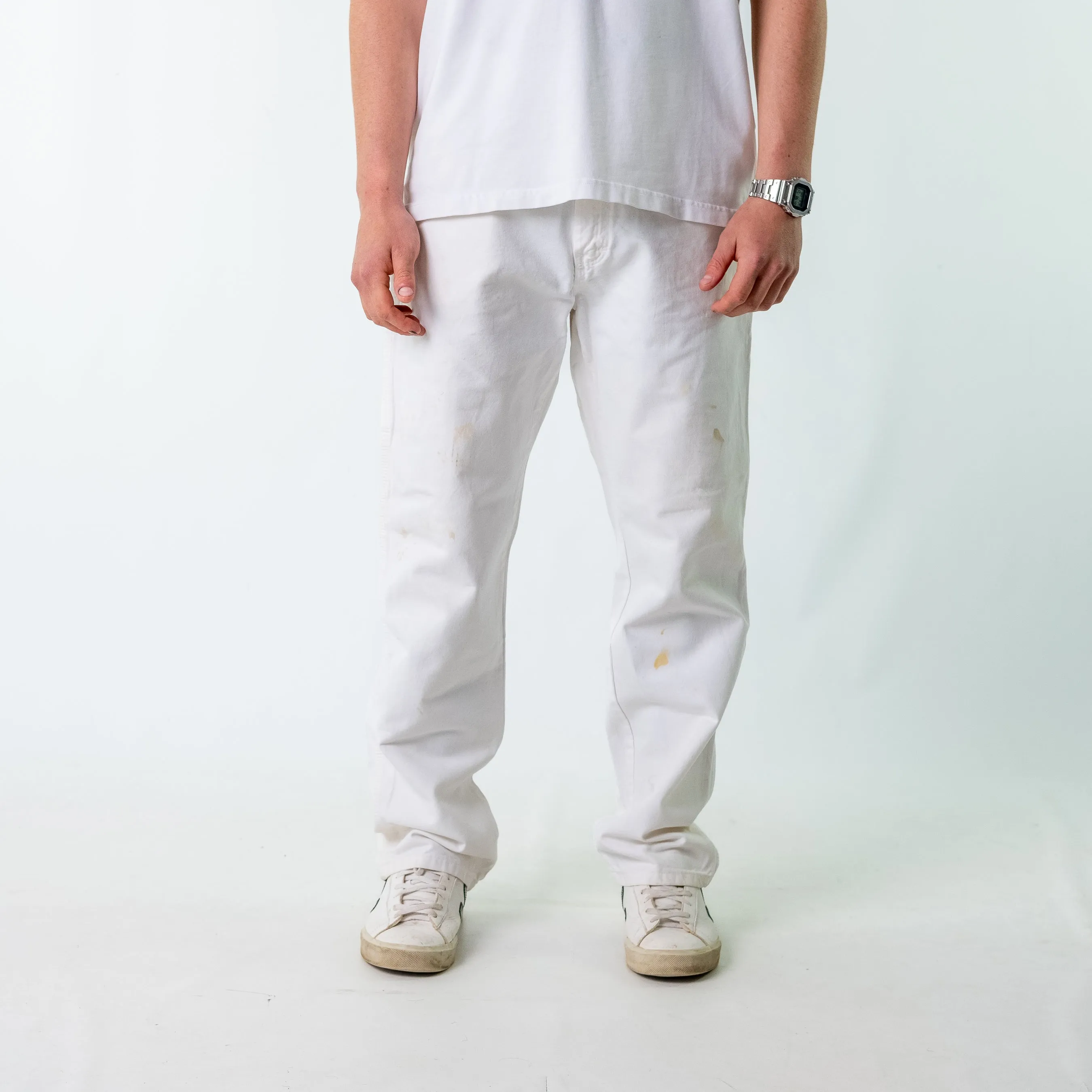 White 90s Dickies Canvas Carpenter Jeans Baggy Pants (36x32)