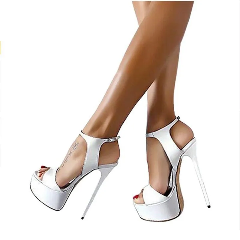 White High Heel Sandals Open Toe Nightclub Party Shoes