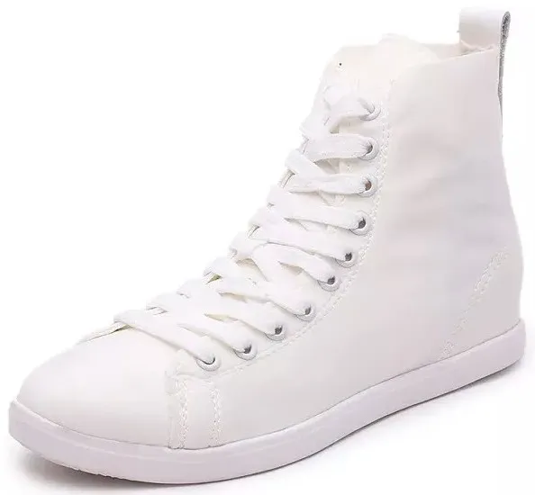 White Hidden Wedge Lace-up Sneakers