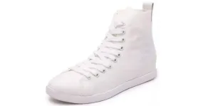 White Hidden Wedge Lace-up Sneakers