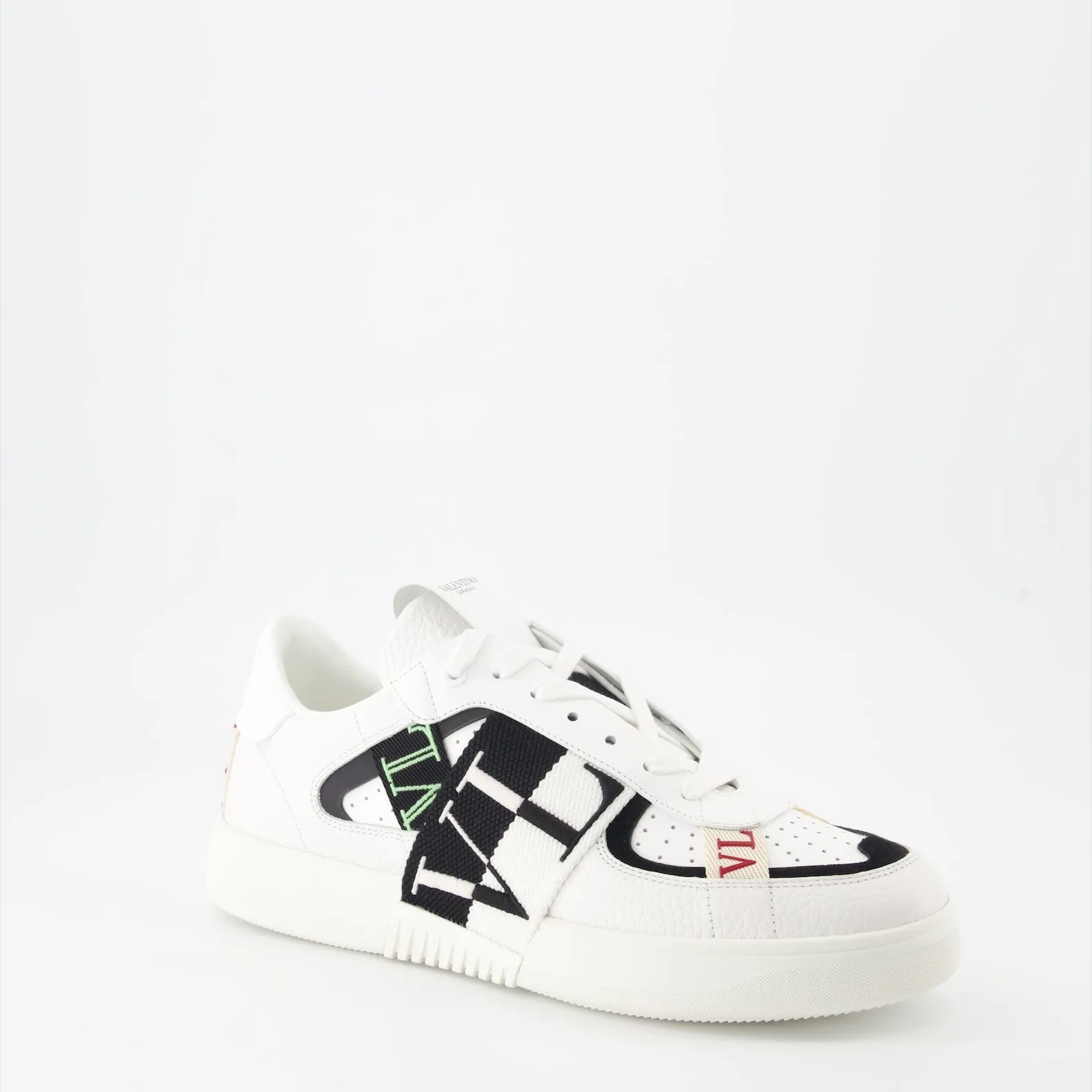 White Leather Sneakers with Black Details