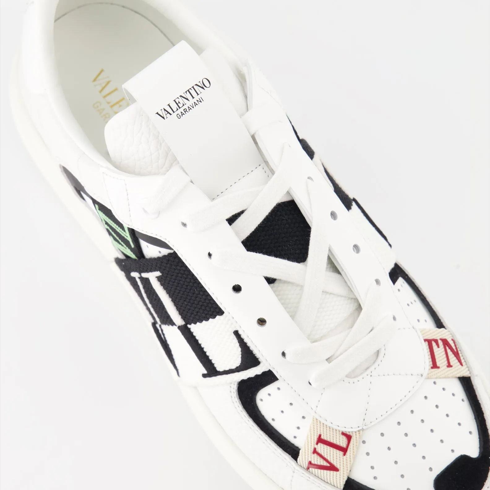 White Leather Sneakers with Black Details