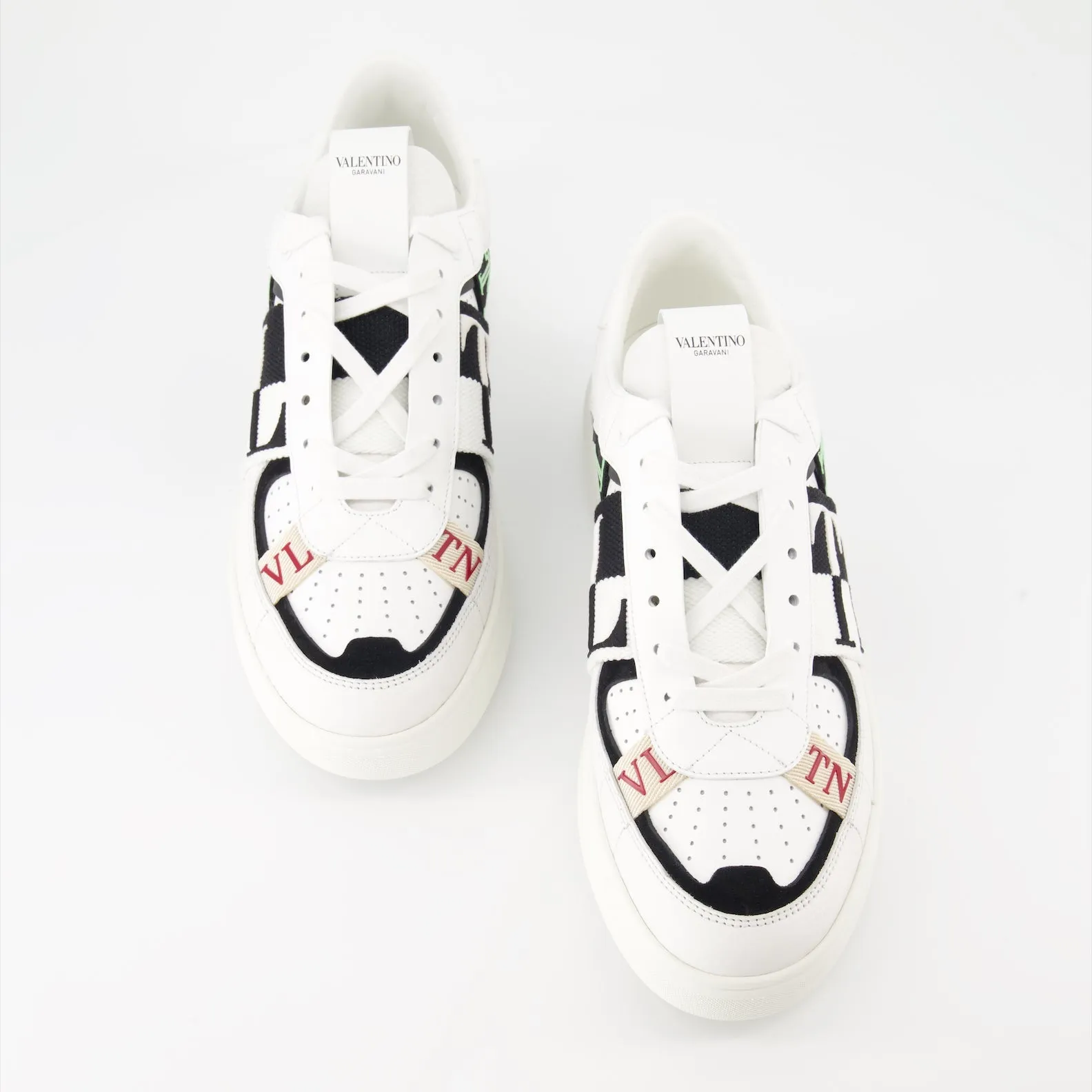 White Leather Sneakers with Black Details