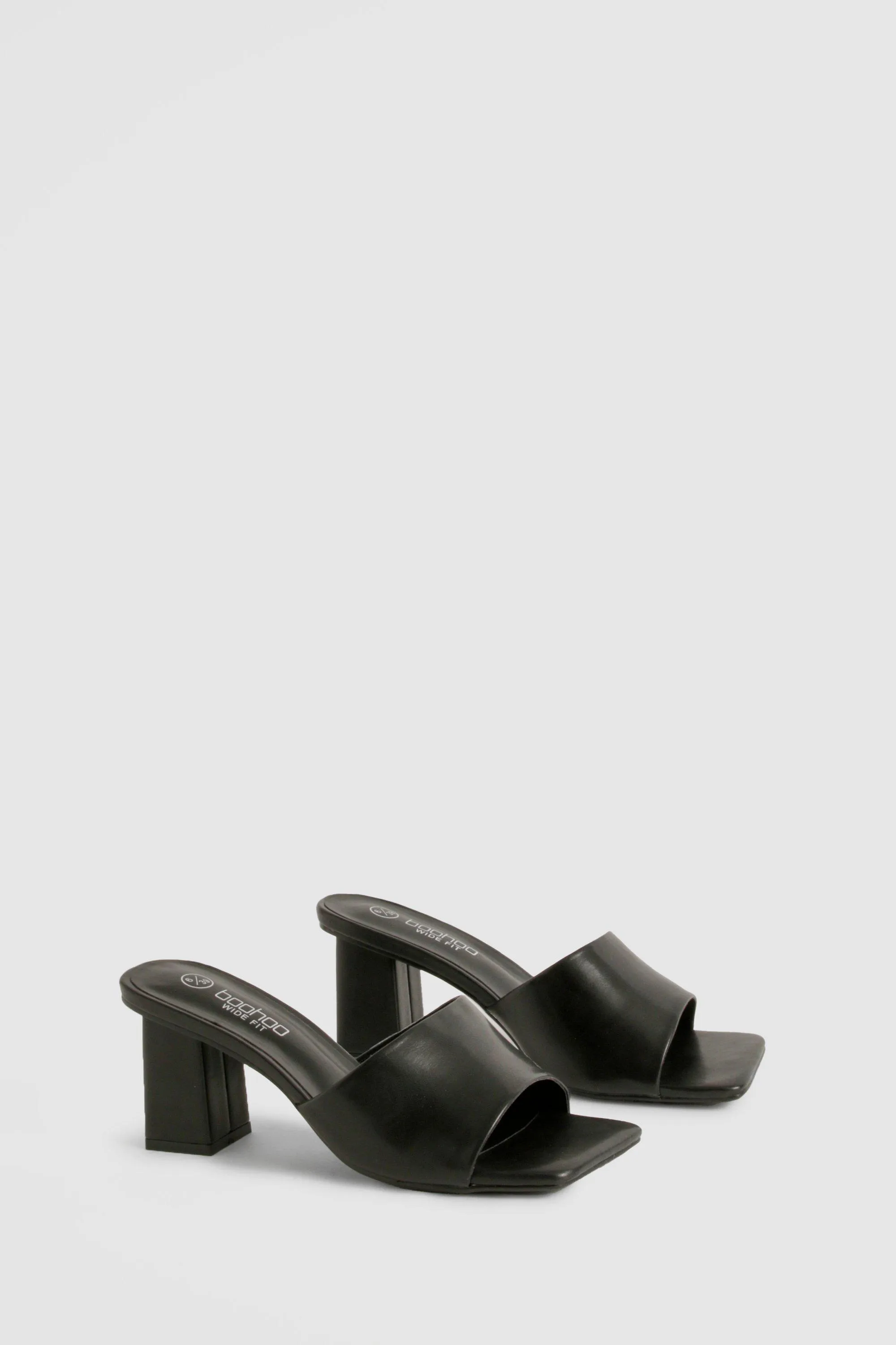 Wide Width Low Block Heeled Mules