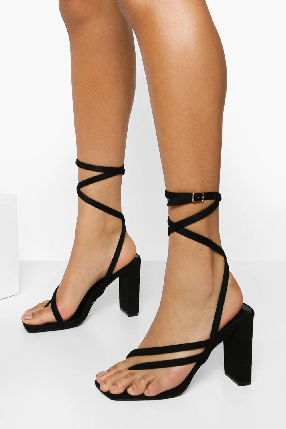 Wide Width Strappy Square Toe Heels