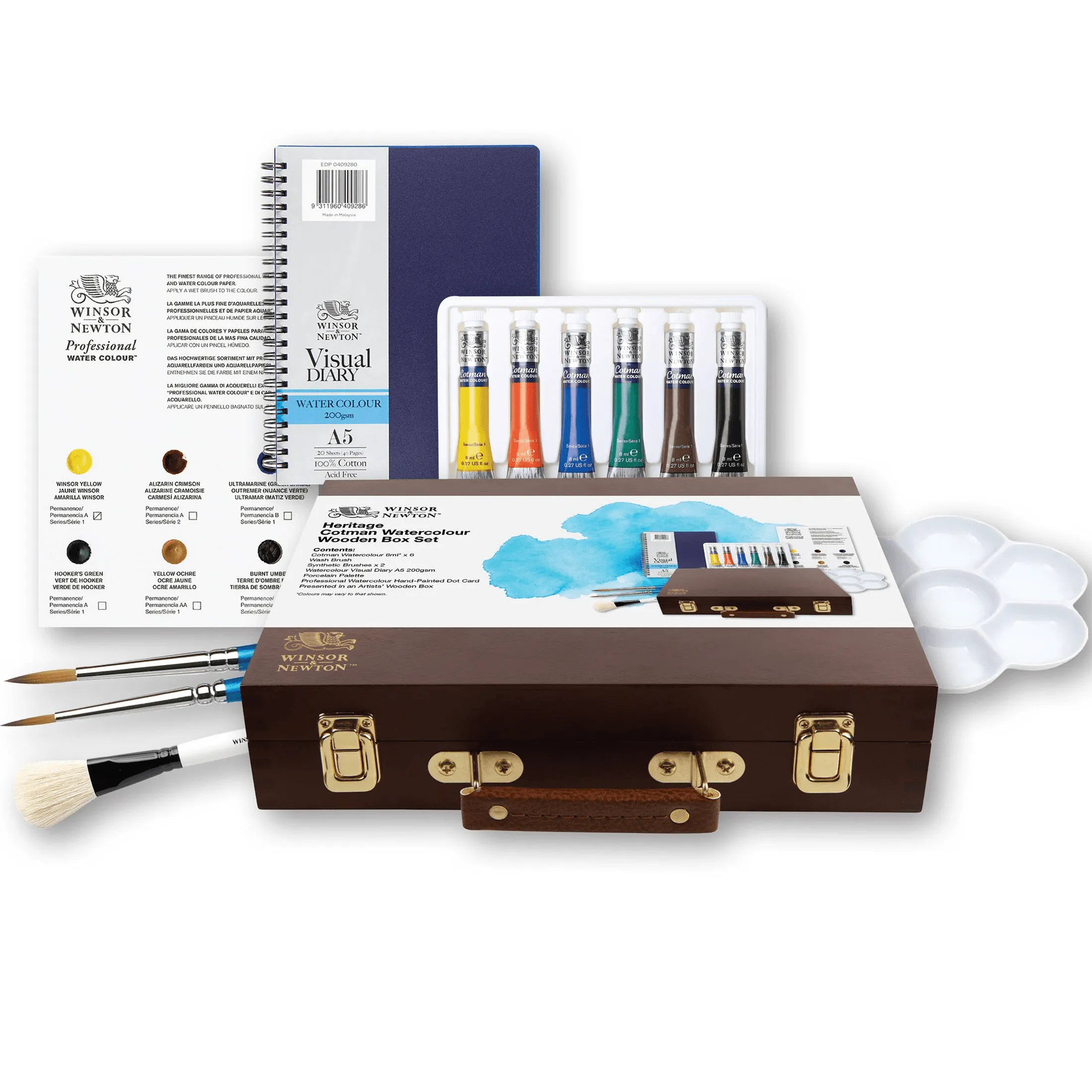 Winsor & Newton Cotman Heritage Watercolour Paint Set Wooden Box Gift