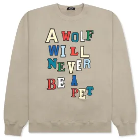 Beige Wolf Graphic Pullover Sweatshirt