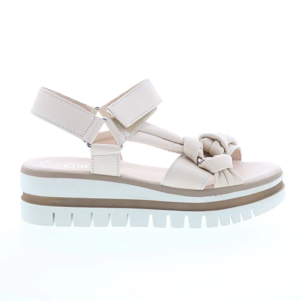 Womens Beige Leather Strap Platforms Sandals by Gabor