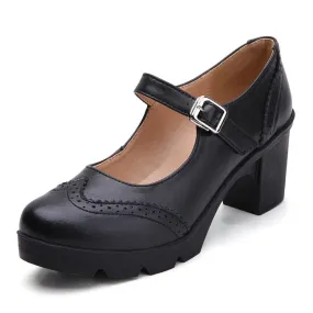 Black Genuine Leather High Heel Pumps crafted by Women