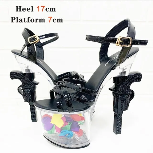 Patent Leather High Heel Platform Sandals for Women Transparent Summer Style