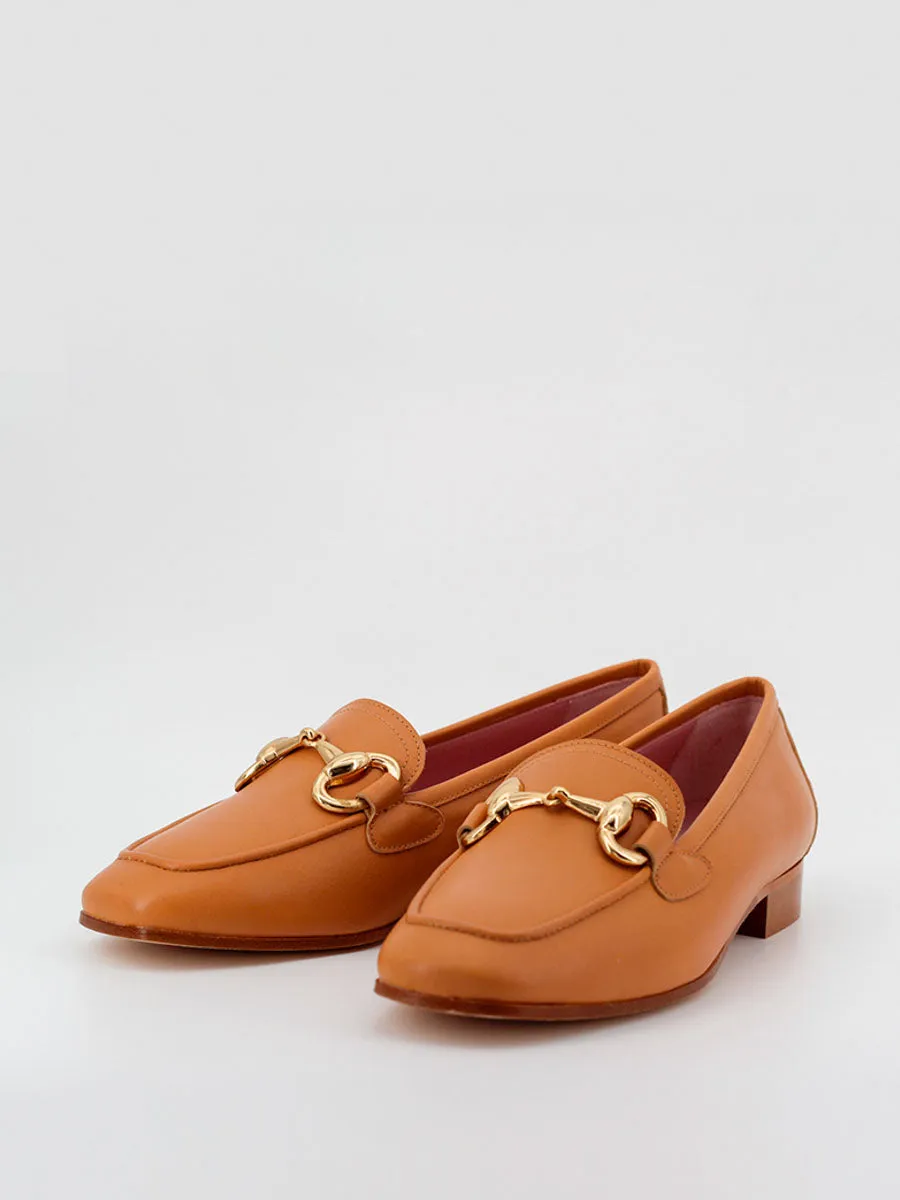 Women's Marittima camel leather loafers.