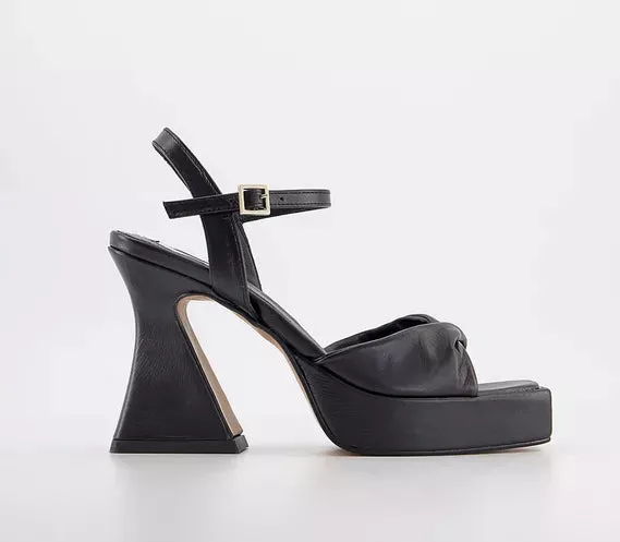 Black Leather Twist Detail Platform Women's Office Studio Paris