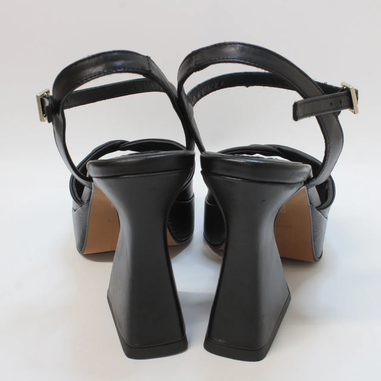 Black Leather Twist Detail Platform Women's Office Studio Paris