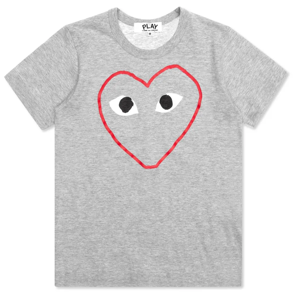 Women's Red Heart Sketch Tee Grey