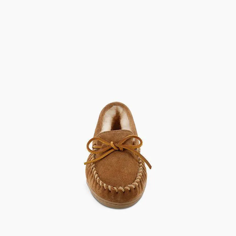  Women's Sheepskin Hardsole Moccasin in Tan  