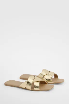 Woven Metallic Snake Basic Mules