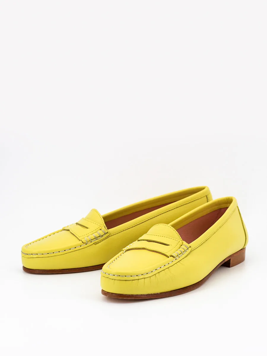 Yellow leather Rome women's loafers.