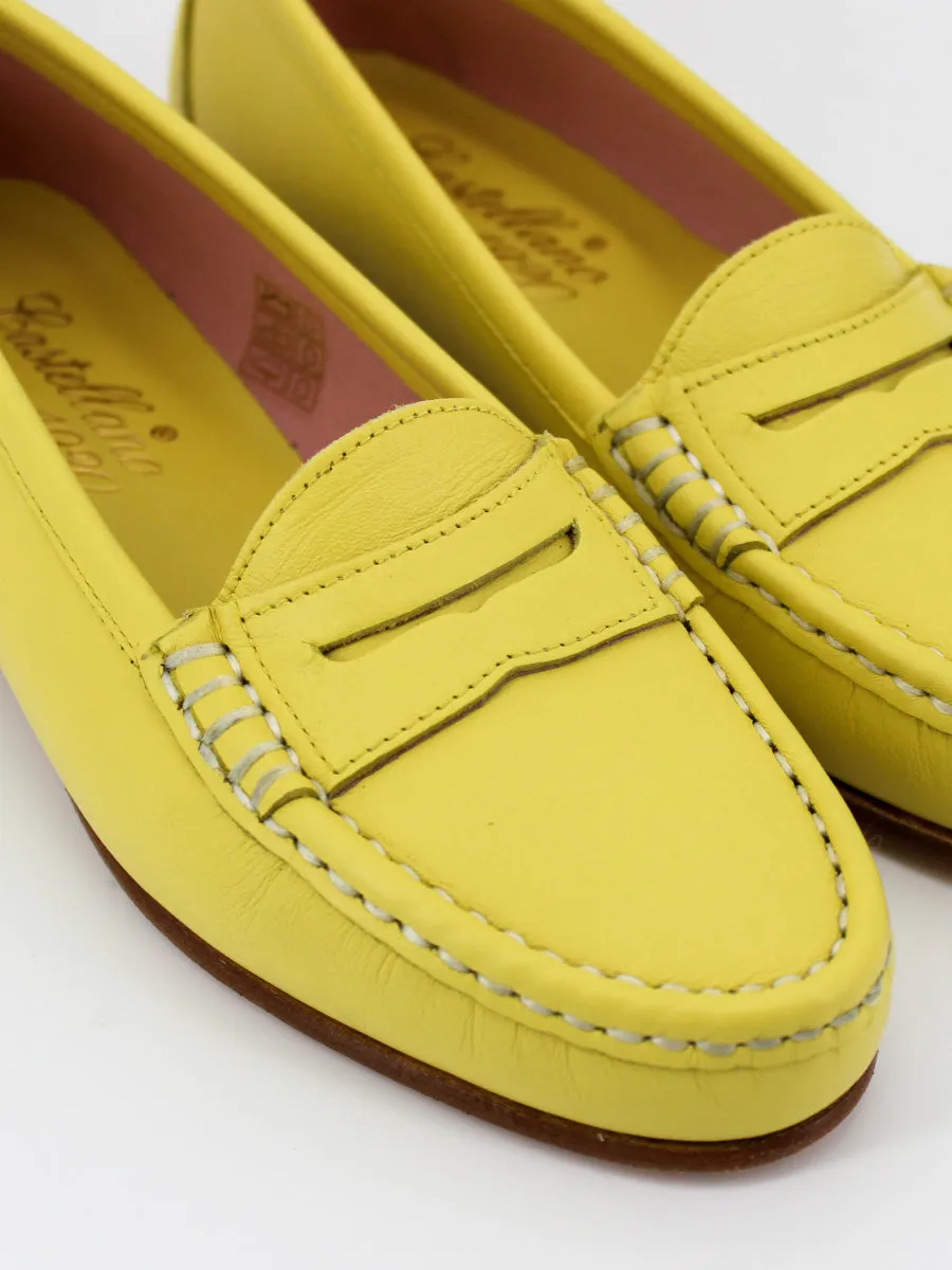 Yellow leather Rome women's loafers.