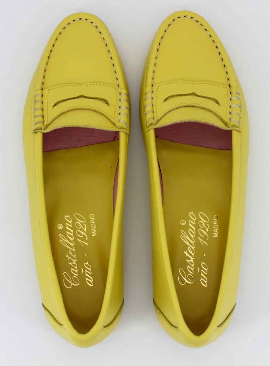 Yellow leather Rome women's loafers.